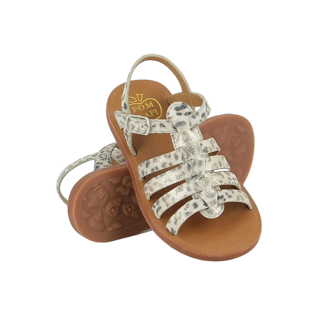 Sandales Plagette Strap Pom D’Api Bianco Platino Pom d’Api