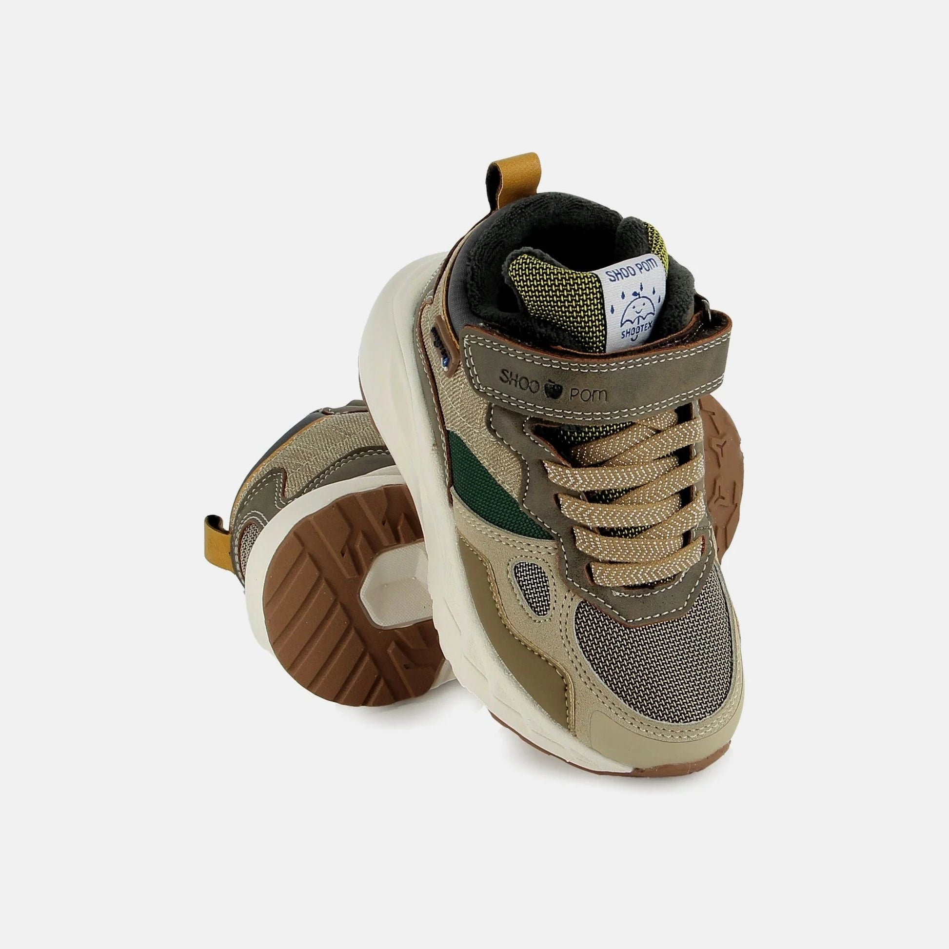 POW DRY TEX Suede -Nylon Topo-Ocre Green Shoo pom