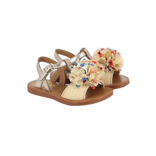 Sandales Plagette PomPom Pom D’Api Oro Pala Crema Pom d’Api