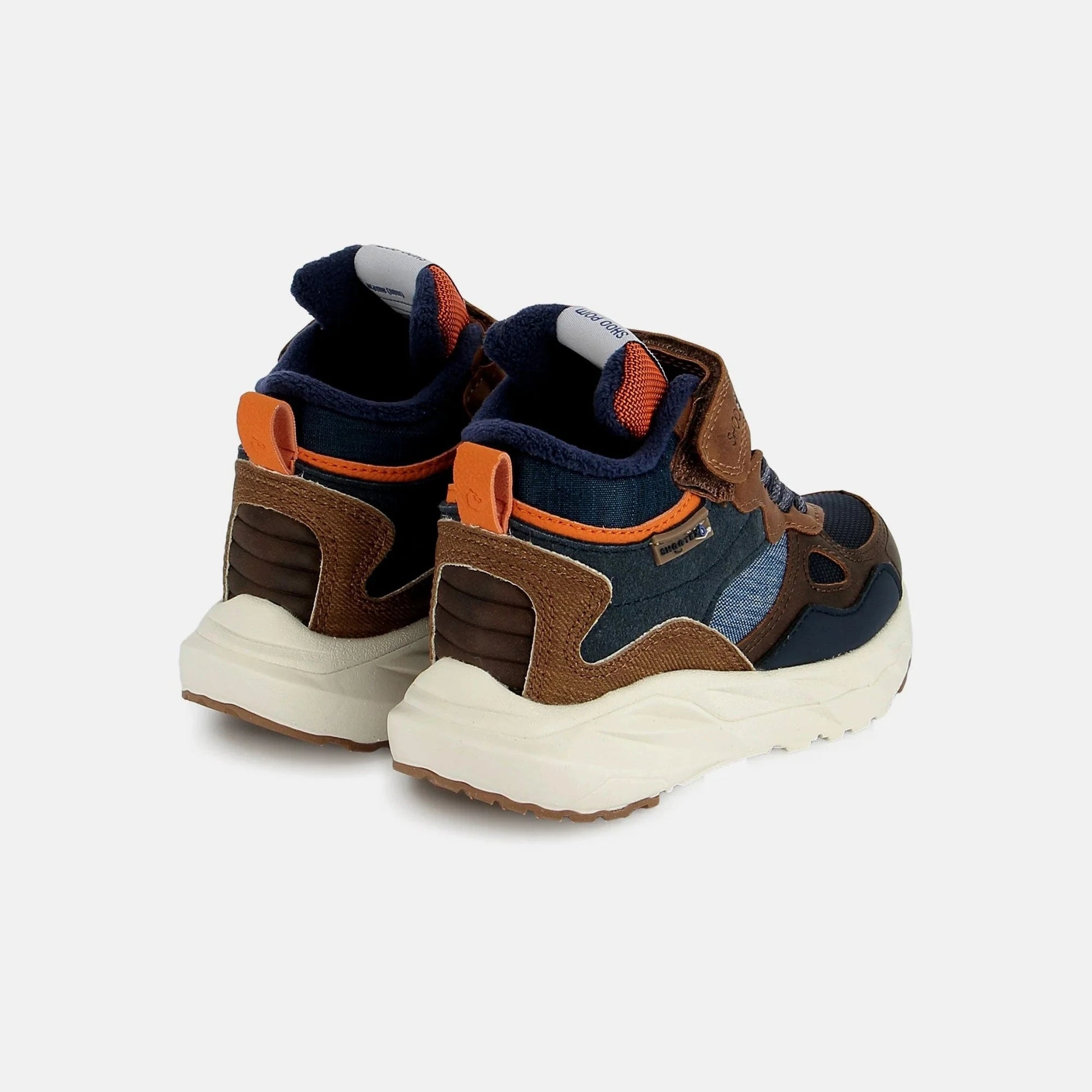 POW DRY TEX Nappa- Nylon Brown-Navy Shoo pom