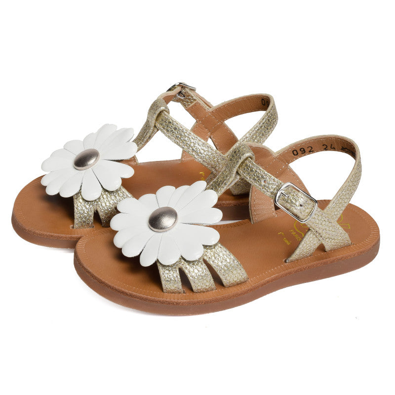 Sandales Plagette Big Flo Pom D’Api Platine Pom d’Api