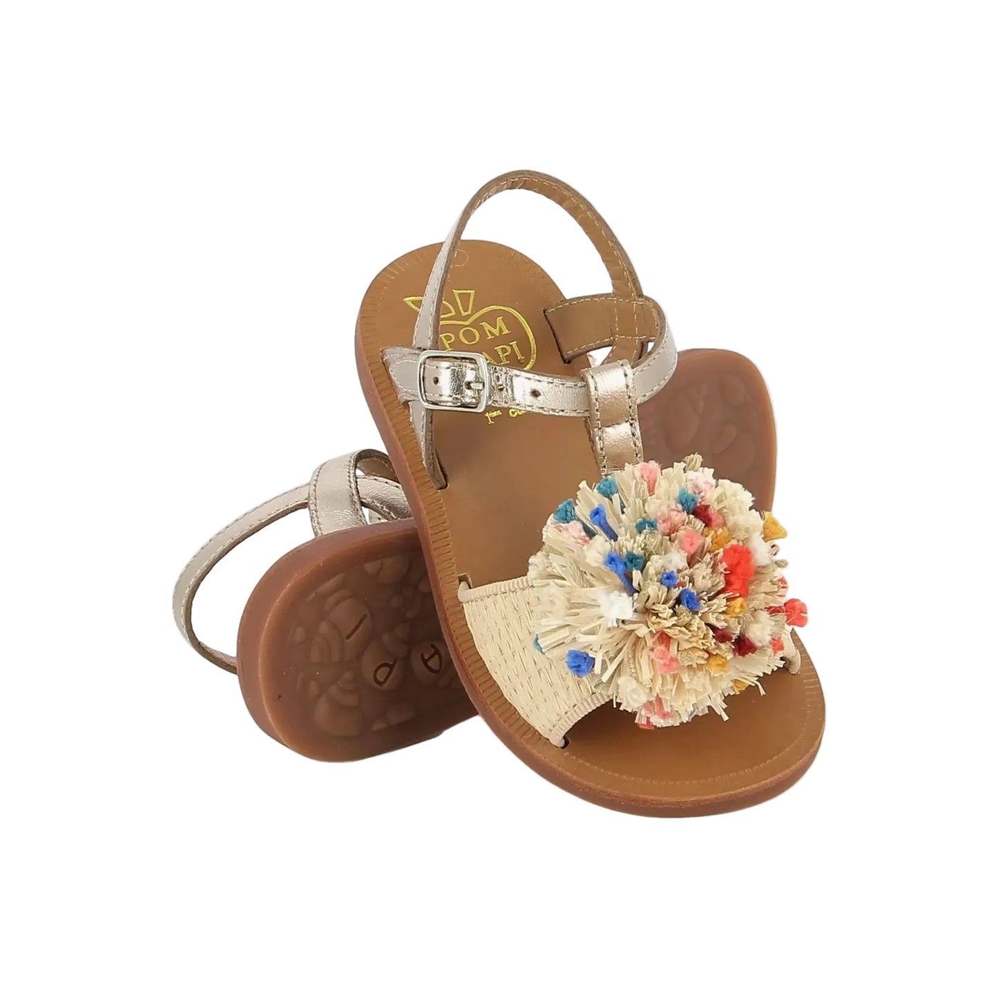 Sandales Plagette PomPom Pom D’Api Oro Pala Crema Pom d’Api