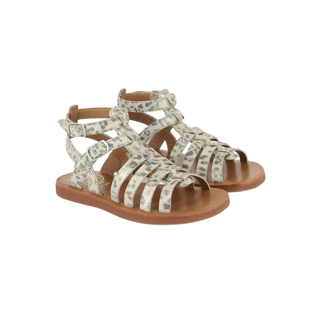 Sandales Plagette Gladiator Pom D’Api Bianco Platino Pom d’Api
